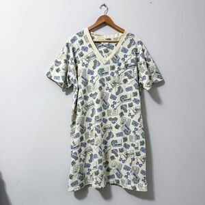 VTG 80s 90s Nordstrom Lingerie Short Sleeve V-Neck Nightgown Fish Cedar Creek